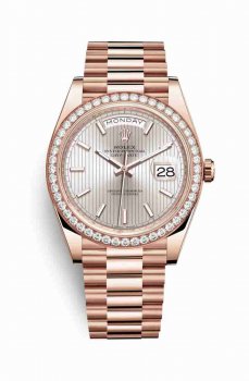 Réplique de montre Rolex Day-Date 40 Everose 228345RBR motif de strass Sundust Cadran m228345rbr-0010