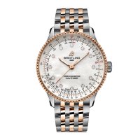 Copie montre Breitling Navitimer 36 mm pour femme en acier inoxydable en nacre blanche et or rouge 18 carats U17327211A1U1