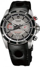 Réplique Tudor Grantour Chrono Fly-Back Cadran argente Cuir noir Homme Montre