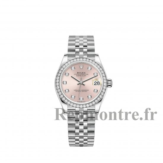 Réplique montre Rolex Datejust 31 Bracelet Jubilee a cadran blanc Rolesor rose serti de diamants m278384rbr-0036 - Cliquez sur l'image pour la fermer