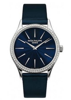 Réplique Patek Philippe Calatrava 18kt Blanc Or Diamant Night-Bleu 4896G