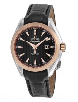 Réplique Omega Aqua Terra Automatique Noir Cadran Noir Cuir 231.23.34.20.01.002