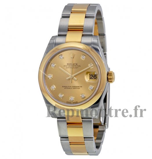 Réplique Rolex DateJust Champagne Cadran Inoxydable Acier 18kt Jaune Or 178243CDO - Cliquez sur l'image pour la fermer