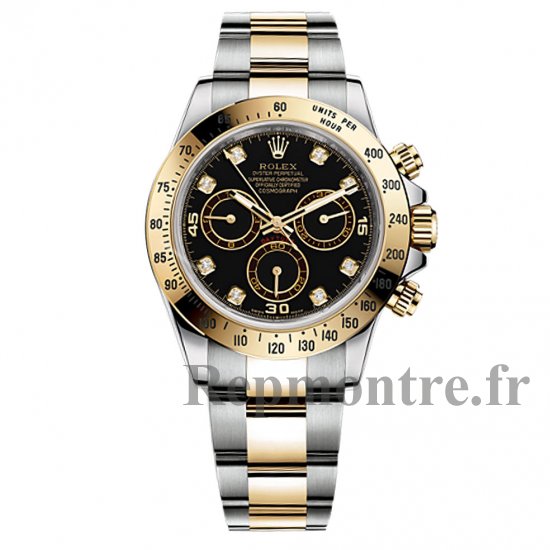 Réplique Rolex Daytona Noir Diamant Cadran 18 Carat Montre Homme Or Jaune - Cliquez sur l'image pour la fermer