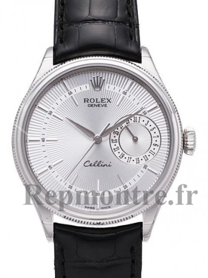 Réplique Rolex Cellini Date Or blanc Silver Guilloche Dial Montre 50519 - Cliquez sur l'image pour la fermer