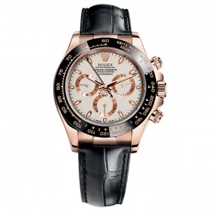 Réplique Rolex Daytona Cadran Ivoire Or Rose 18 Carats Bracelet En Cuir Montre Homme