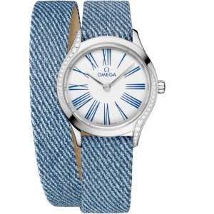 Omega Mini Tresor Quartz 26 Acier Inoxydable Diamant Blanc email Double Tour 428.17.26.60.04.009