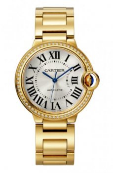 Replique Cartier Ballon Bleu de Cartier 36 mm 18K Jaune Or Diamants WJBB0043