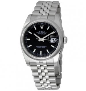 Réplique Rolex Datejust 36 Cadran Noir Inoxydable Acier Jubile 116200BKSJ