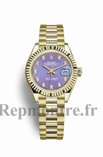 Réplique montre Rolex Datejust 28 jaune 18 ct 279178 lavande Cadran m279178-0018 - Cliquez sur l'image pour la fermer