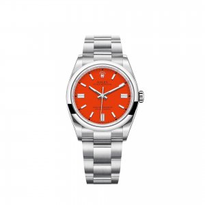 Copie Rolex Oyster Perpetual 36 Bracelet Oyster cadran rouge corail m126000-0007