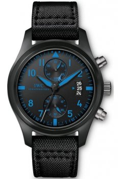 Réplique IWC Montres d'Aviateur Chronographe Haut Gun Bleu Noir Ceramique Montre IW388003