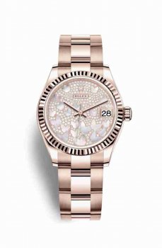 Réplique de montre Rolex Datejust 31 Everose 278275 Nacre pavee papillon Cadran