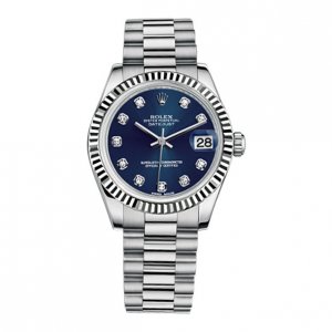 Réplique Rolex Datejust 31mm Dame Montre President Blanc Or Fluted Bezel 178279