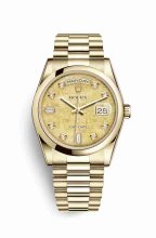 Réplique montre Rolex Day-Date 36 jaune 18 ct 118208 Nacre m118208-0109
