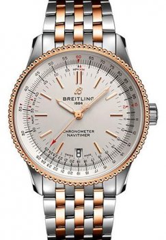 Réplique de Breitling Navitimer 1 Automatique 38 Cadran Argent Or Rose & Acier Inoxydable Homme U17325211G1U1