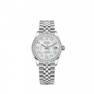 Réplique montre Rolex Datejust 31 Rolesor blanc cadran en nacre blanche bracelet Jubilee m278384rbr-0008