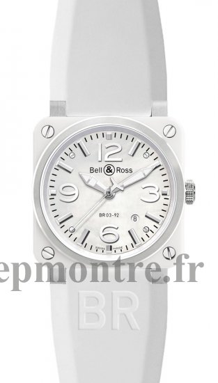 Réplique Bell & Ross Automatique 42mm Montre Homme BR 03-92 blanc Ceramic Rubber - Cliquez sur l'image pour la fermer