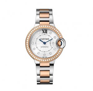 Replique Cartier Ballon Bleu 33mm Dames Acier 18K Or Rose Diamants W3BB0023