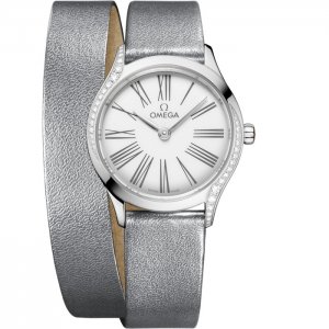 Omega Mini Tresor Quartz 26 Acier Inoxydable Diamant Blanc email Double Tour 428.17.26.60.04.006