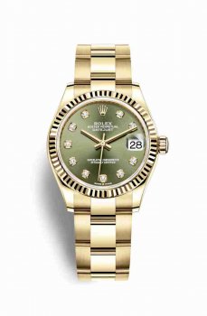 Réplique montre Rolex Datejust 31 jaune 278278 Vert olive serti Cadran m278278-0018