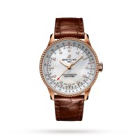 Breitling Navitimer Automatic 35 Or rouge 18 carats Bracelet en cuir marron Copie montre R17395211A1P2