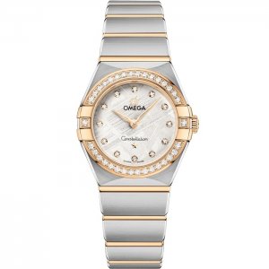 Omega Constellation Manhattan 25 Quartz Acier Inoxydable Or Jaune Diamant Argent Meteorite 131.25.25.60.99.002