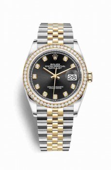 Réplique montre Rolex Datejust 36 Jaune Roles 126283RBR Noir serti de Cadran m126283rbr-0007