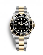 Réplique Rolex Submariner Date Jaune Rolesor Lunette Cerachrom Noir 41mm