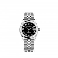 Réplique Rolex Datejust 31 Oystersteel cadran noir brillant