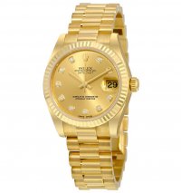 Réplique Rolex Dame-Datejust 31 Champagne Cadran 18K Jaune Or President Automatique 178278CDP