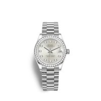 Réplique montre Rolex Datejust 31 Bracelet President en or blanc avec cadran argente m278289rbr-0021