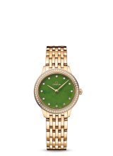 Omega De Ville Quartz 27,5 en or jaune diamants jade et diamants 434.55.28.60.99.001