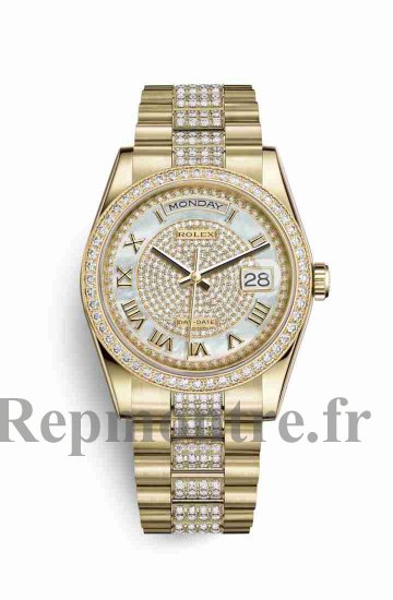 Réplique montre Rolex Day-Date 36 jaune 18 ct 118348 nacre blanche pavee Cadran m118348-0076 - Cliquez sur l'image pour la fermer
