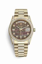 Réplique montre Rolex Day-Date 36 jaune 18 ct sertissage 118388 m118388-0029