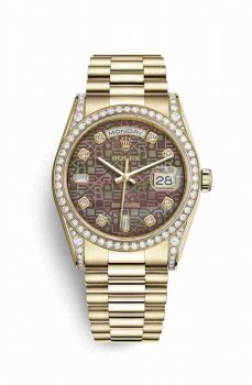 Réplique montre Rolex Day-Date 36 jaune 18 ct sertissage 118388 m118388-0029