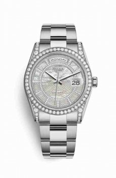 Réplique de montre Rolex Day-Date 36 sertissage 118389 Carousel de nacre blanche Cadran m118389-0097