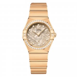 Montre Copie Omega Constellation 28 mm pour femme Beige O13155286099006