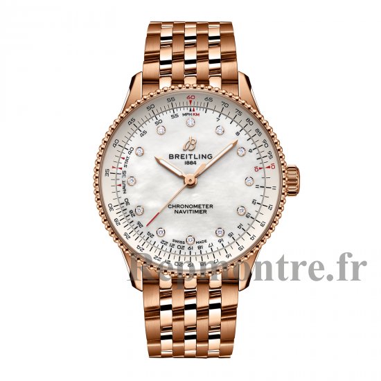 Breitling Navitimer 36 mm Replique montre femme Nacre blanche Or rouge 18 carats R17327211A1R1 - Cliquez sur l'image pour la fermer