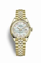 Réplique montre Rolex Datejust 28 jaune 18 ct 279178 Blanc serti de nacre Cadran m279178-0026