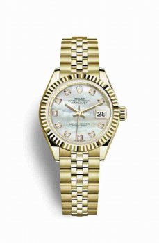 Réplique montre Rolex Datejust 28 jaune 18 ct 279178 Blanc serti de nacre Cadran m279178-0026