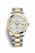 Réplique montre Rolex Datejust 36 Jaune Roles jaune 18 ct 126203 m126203-0024