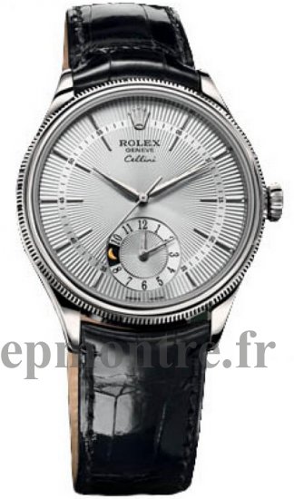 Réplique Rolex Cellini Dual Time Or blanc Silver Guilloche Dial Montre 50529 - Cliquez sur l'image pour la fermer