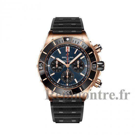 Breitling Super Chronomat B01 44 Replique de montre avec bracelet en caoutchouc en or rouge 18 carats RB01362A1C1S1 - Cliquez sur l'image pour la fermer