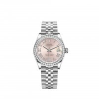 Réplique Rolex Datejust 31 Cadran blanc Rolesor serti de diamants roses Jubilee m278384rbr-0028