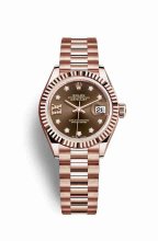 Réplique montre Rolex Datejust 28 Everose 279175 Set chocolat Cadran m279175-0002