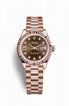 Réplique montre Rolex Datejust 28 Everose 279175 Set chocolat Cadran m279175-0002