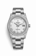 Réplique montre Rolex Day-Date 36 cosses en blanc de 118389 blanc Cadran