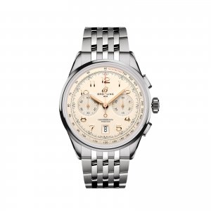 Breitling Premier B01 Chronographe 42 mm Replique de montre pour homme Acier inoxydable creme AB0145211G1A1
