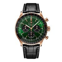 Breitling Navitimer Chronographe Or Rose 18 Carats 46mm Montre Replique Homme Alligator Vert RB0137241L1P1